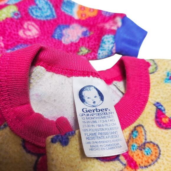 Vintage Gerber Infant Baby Sleeper Footie Pajamas Size 12 Months Girls -Lot Of 3 - Picture 6 of 6